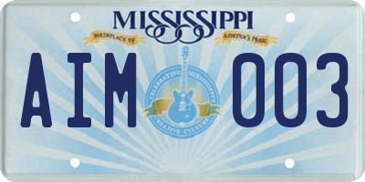 MS license plate AIM003