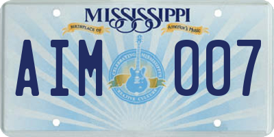 MS license plate AIM007