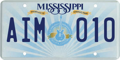MS license plate AIM010