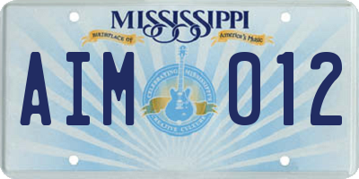 MS license plate AIM012