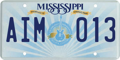 MS license plate AIM013