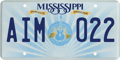 MS license plate AIM022