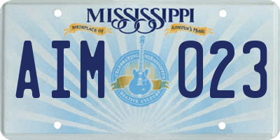 MS license plate AIM023