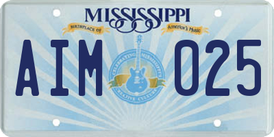 MS license plate AIM025