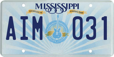 MS license plate AIM031