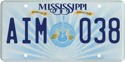 MS license plate AIM038