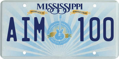 MS license plate AIM100