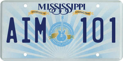 MS license plate AIM101