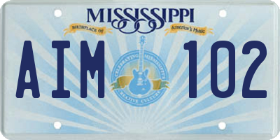 MS license plate AIM102