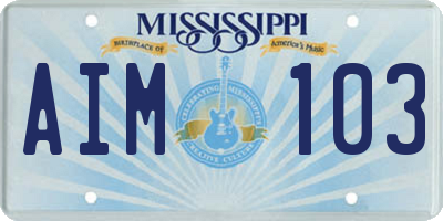 MS license plate AIM103