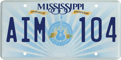 MS license plate AIM104