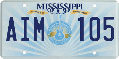 MS license plate AIM105