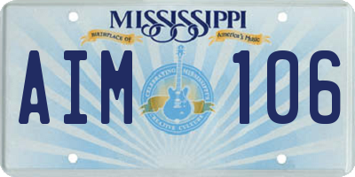 MS license plate AIM106