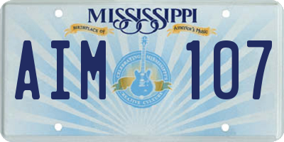 MS license plate AIM107