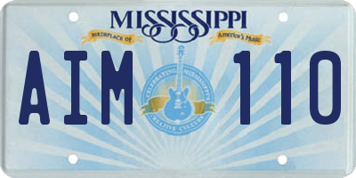 MS license plate AIM110