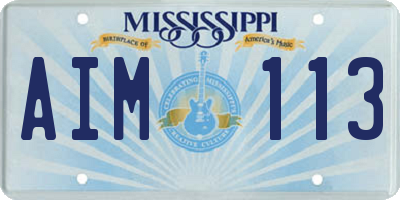MS license plate AIM113