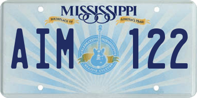 MS license plate AIM122