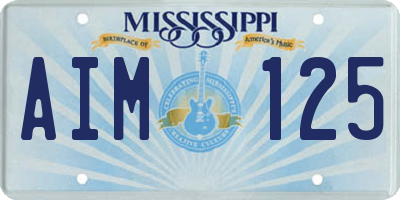 MS license plate AIM125