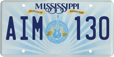 MS license plate AIM130
