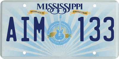MS license plate AIM133