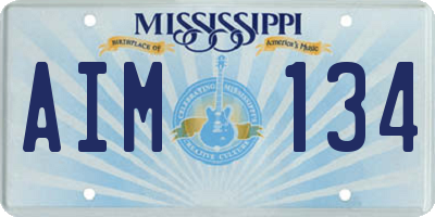 MS license plate AIM134