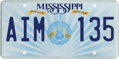 MS license plate AIM135
