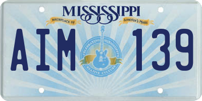 MS license plate AIM139