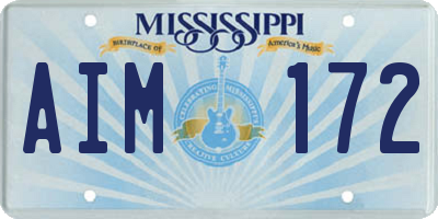 MS license plate AIM172