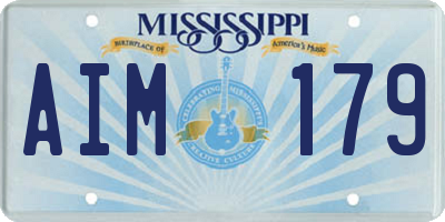 MS license plate AIM179