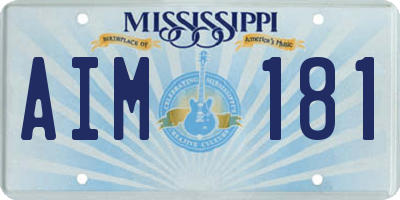 MS license plate AIM181