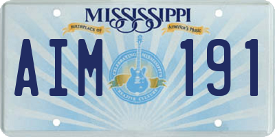 MS license plate AIM191