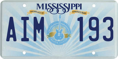 MS license plate AIM193