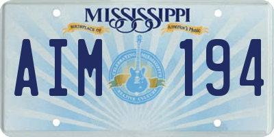 MS license plate AIM194