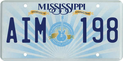 MS license plate AIM198