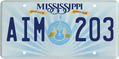 MS license plate AIM203