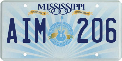 MS license plate AIM206