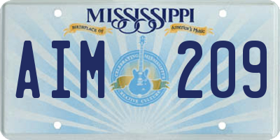 MS license plate AIM209