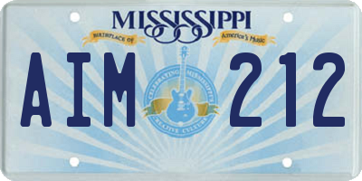 MS license plate AIM212
