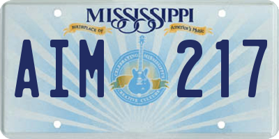 MS license plate AIM217
