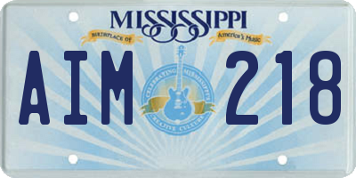 MS license plate AIM218