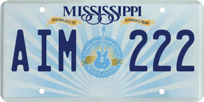 MS license plate AIM222