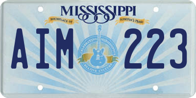 MS license plate AIM223