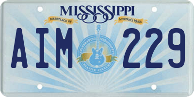 MS license plate AIM229
