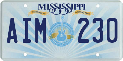 MS license plate AIM230