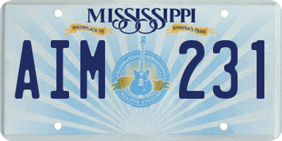 MS license plate AIM231