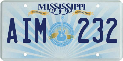 MS license plate AIM232