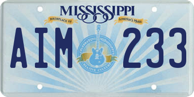 MS license plate AIM233