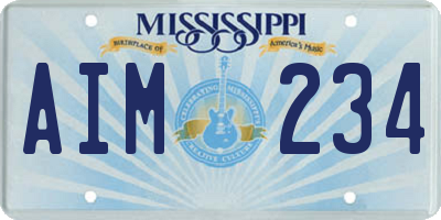 MS license plate AIM234