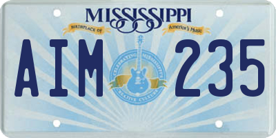 MS license plate AIM235