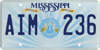 MS license plate AIM236